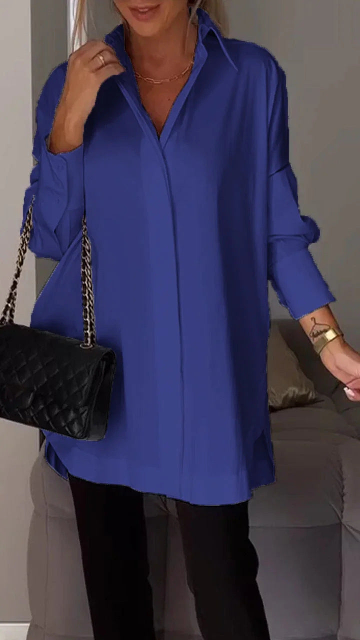 Oversized Lapel Button Shirt Dress | Auren